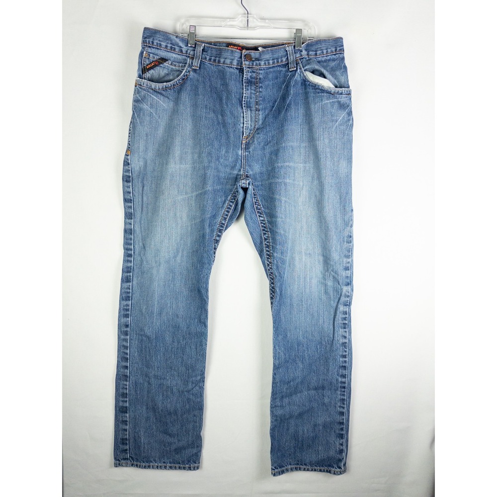 Ariat Work FR M4 Low Rise Boot Cut Jeans Mens 42x34 Light Blue Flame Resistant W